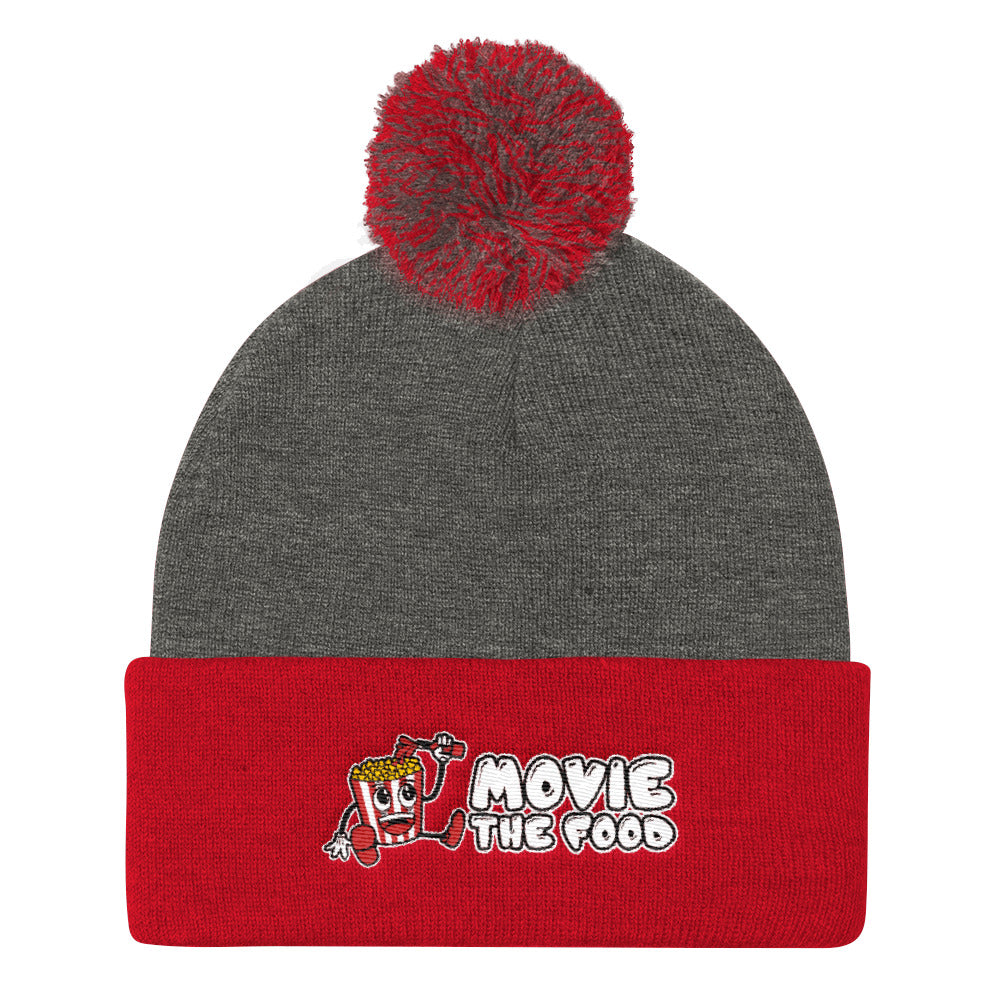 Movie The Food - Logo Pom Pom Knit Beanie - Dark Heather/Red