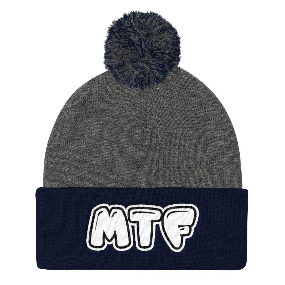 Movie The Food - MTF Logo Pom Pom Knit Beanie - Dark Heather/Navy