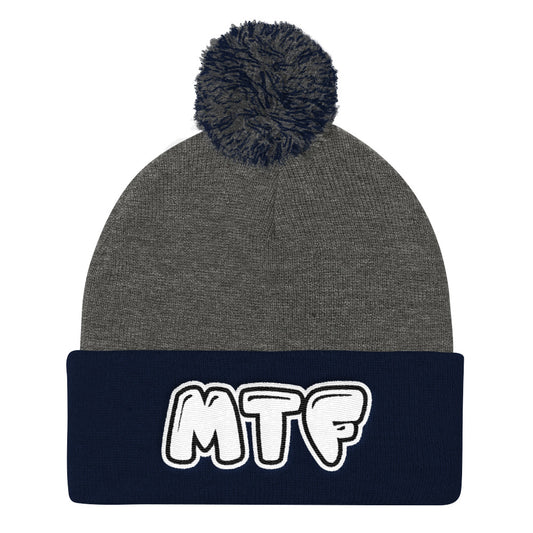 Movie The Food - MTF Logo Pom Pom Knit Beanie - Dark Heather/Navy
