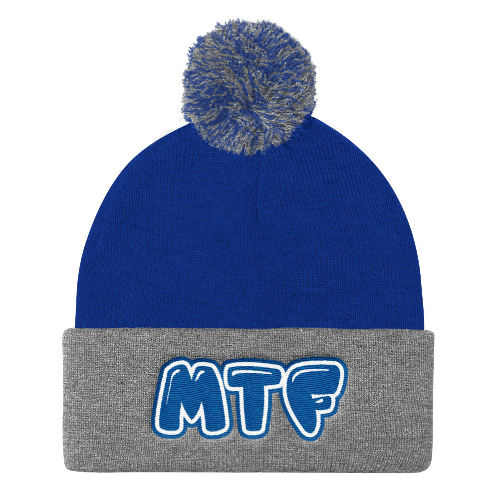 Movie The Food - MTF Logo Pom Pom Knit Beanie - Royal/Heather