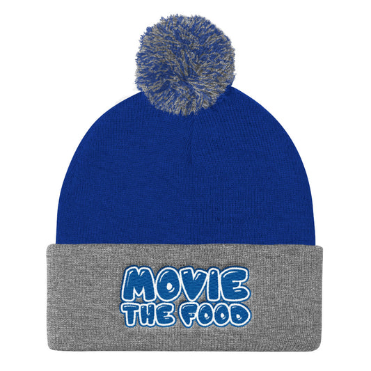 Movie The Food - Text Logo Pom Pom Knit Beanie - Royal/Heather