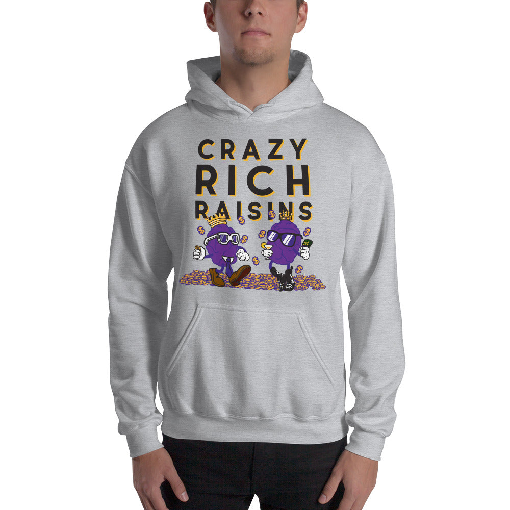 Movie The Food - Crazy Rich Raisins Hoodie - Heather Grey - Model Front