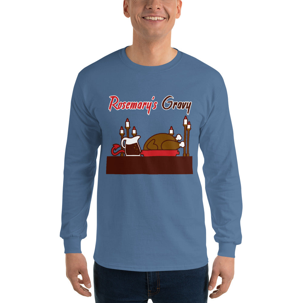 Movie The Food - Rosemary's Gravy Longsleeve T-Shirt - Indigo Blue - Model Front
