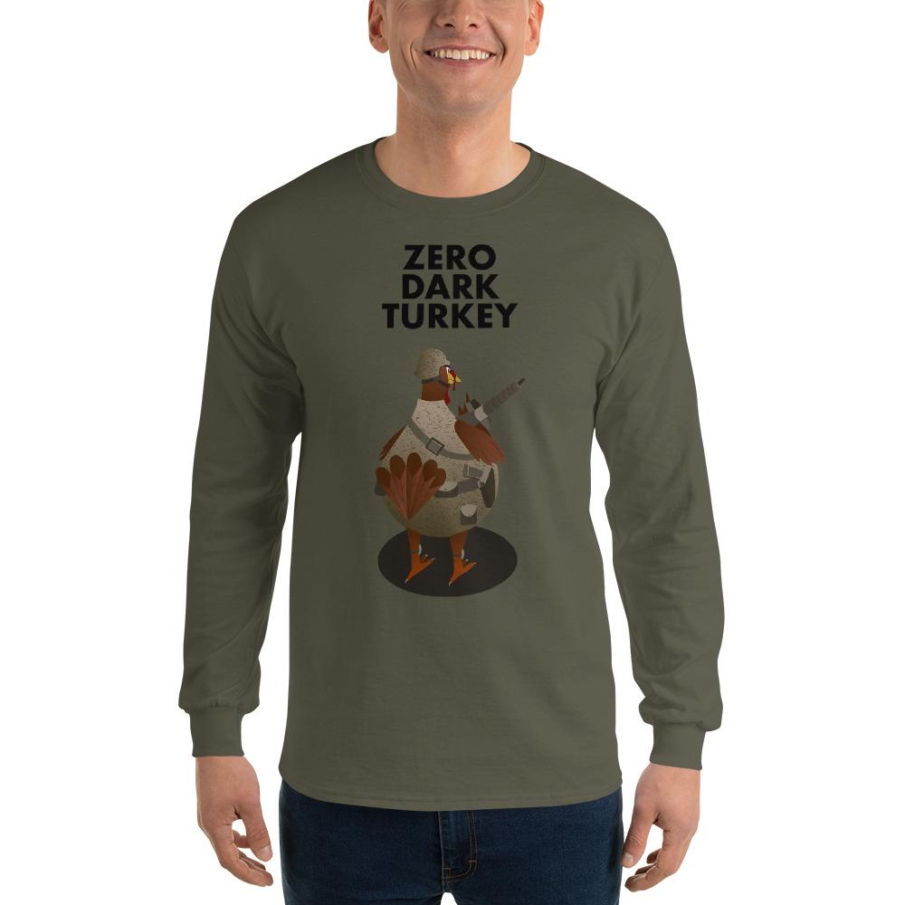 Movie The Food - Zero Dark Turkey Longsleeve T-Shirt - Military Green - Model Front
