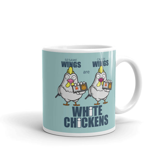 Movie The Food - White Chickens Mug - Light Blue- 11oz