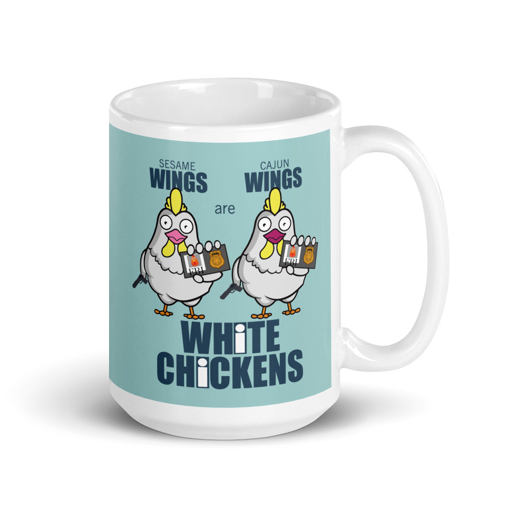 Movie The Food - White Chickens Mug - Light Blue- 15oz