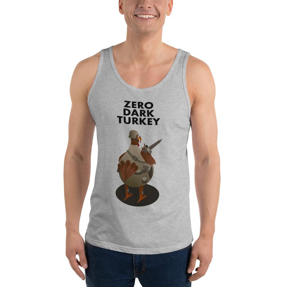 Movie The Food - Zero Dark Turkey Tank Top - Athletic Heather - Model Front