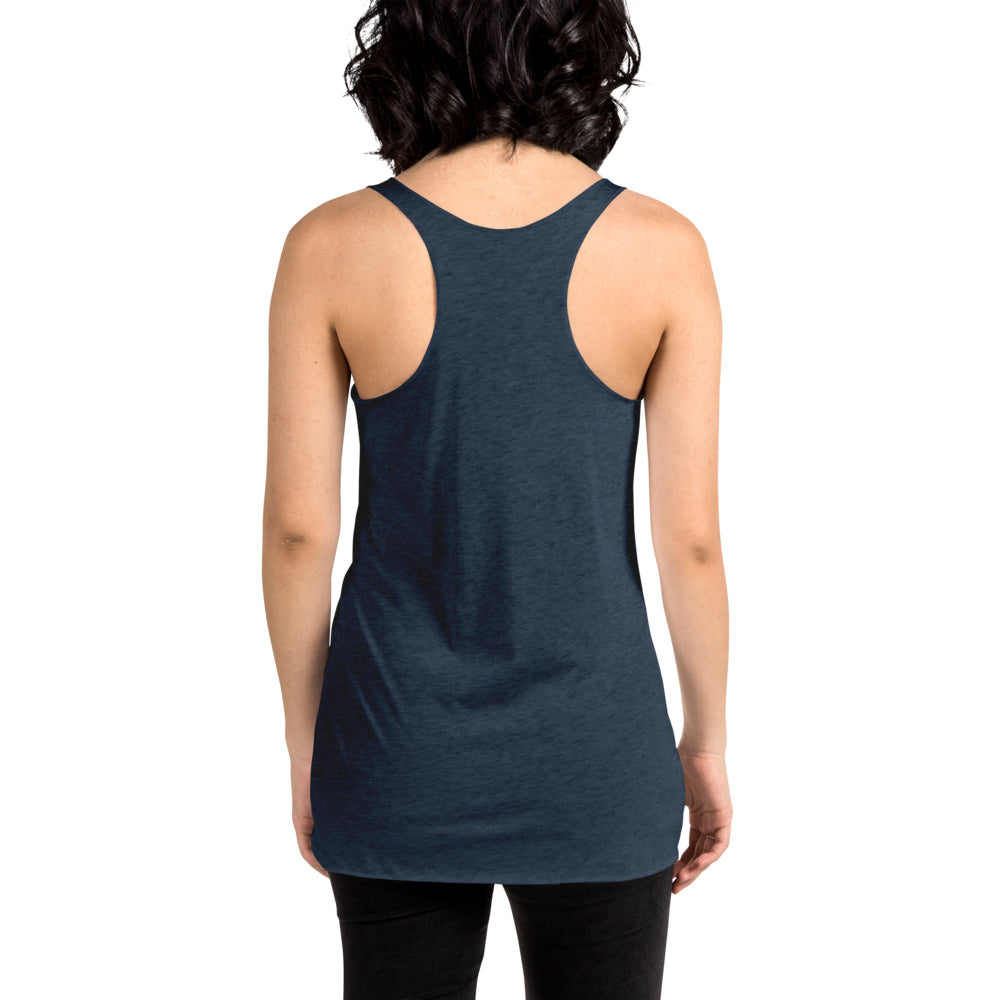 Movie The Food - Crazy Rich Raisins Women's Racerback Tank Top - Vintage Navy - Model Back