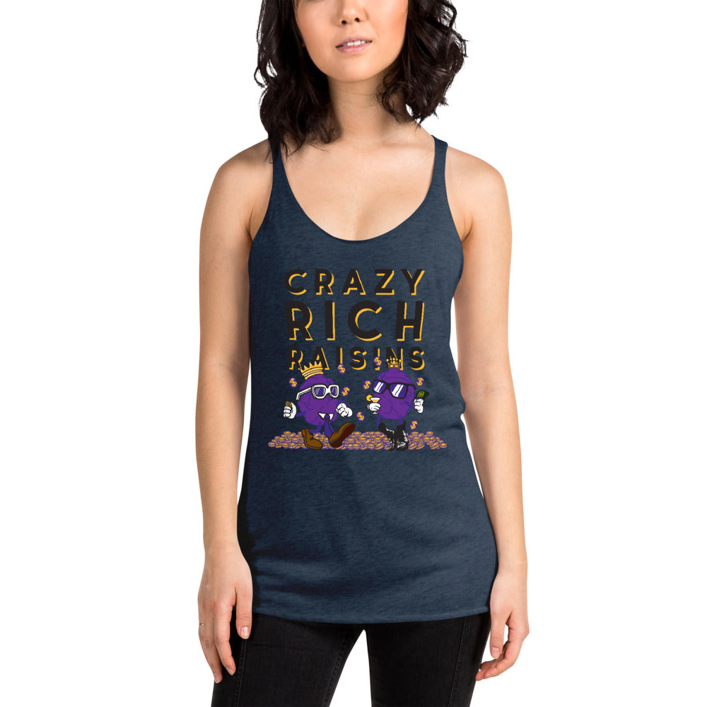 Movie The Food - Crazy Rich Raisins Women's Racerback Tank Top - Vintage Navy - Model Front