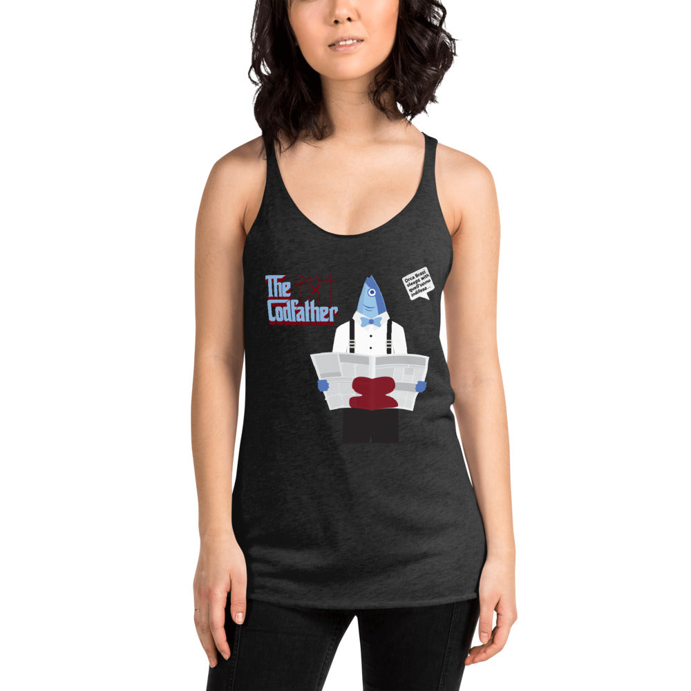 Movie The Food - The Codfather Women's Racerback Tank Top - Vintage Black - Model Front
