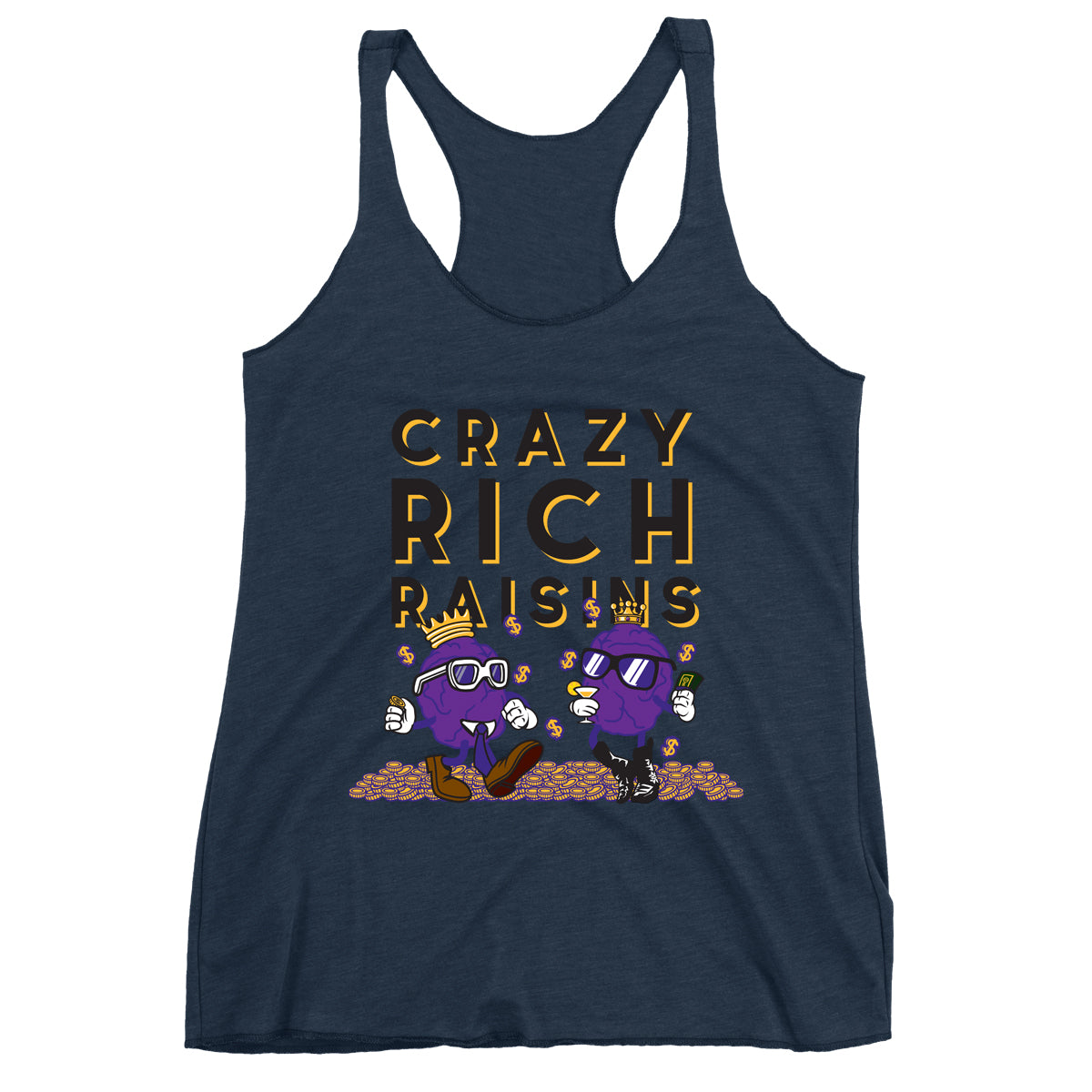 Movie The Food - Crazy Rich Raisins Women's Racerback Tank Top - Vintage Navy