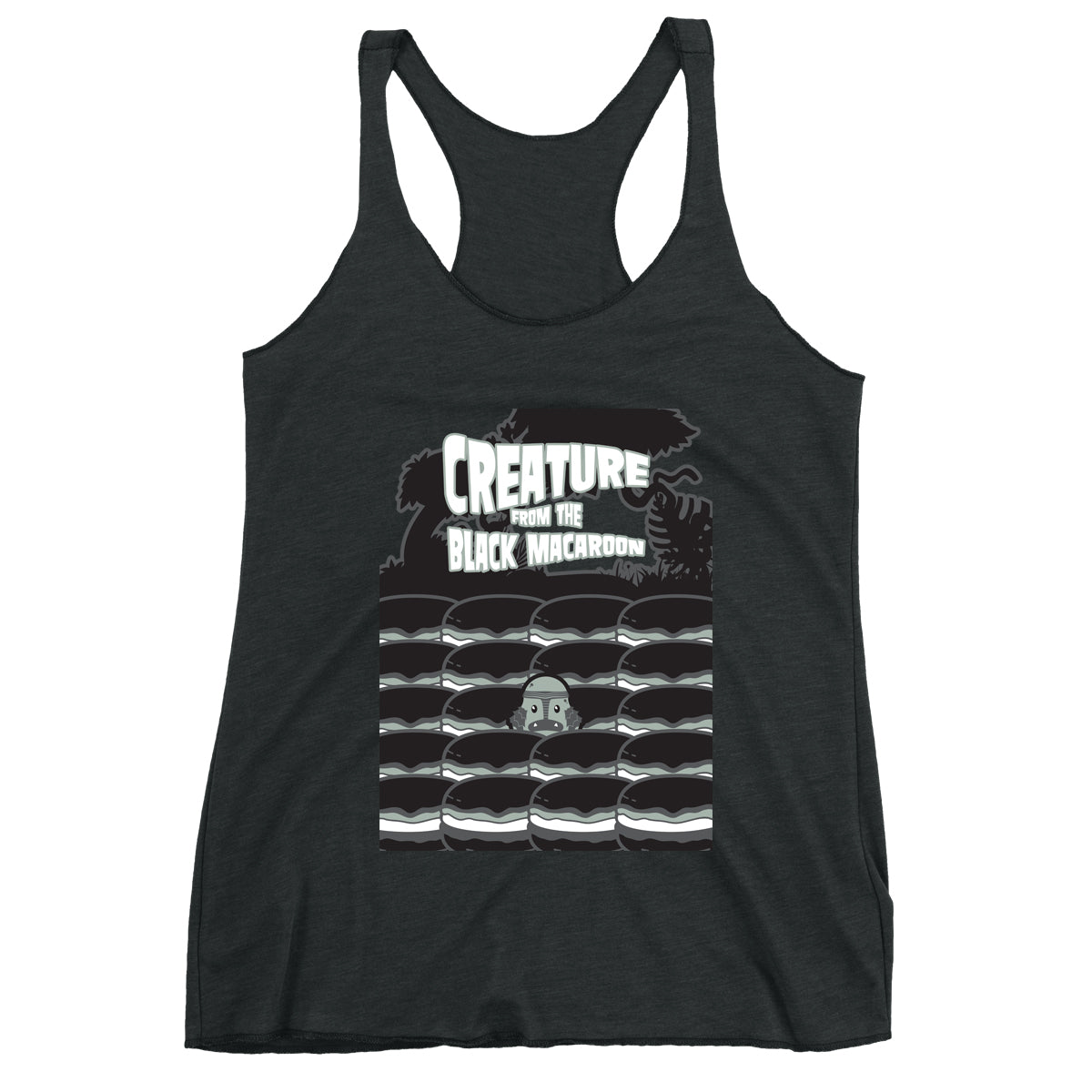 Movie The Food - Creature From The Black Macaroon Women's Racerback Tank Top - Vintage Black