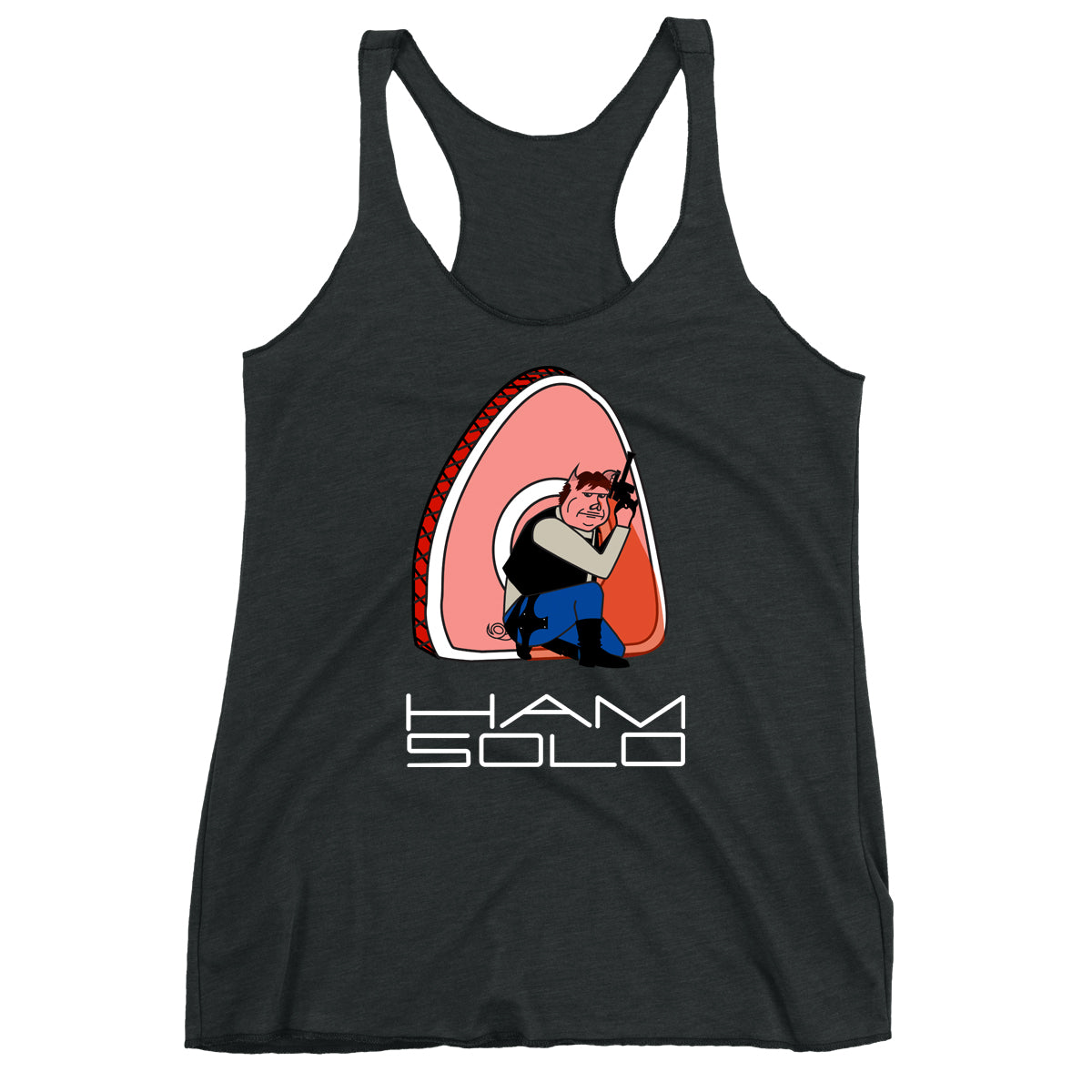 Movie The Food - Ham Solo Women's Racerback Tank Top - Vintage Black