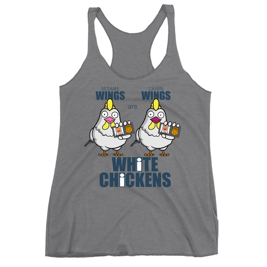 Movie The Food - White Chickens Women's Racerback Tank Top - Premium Heather