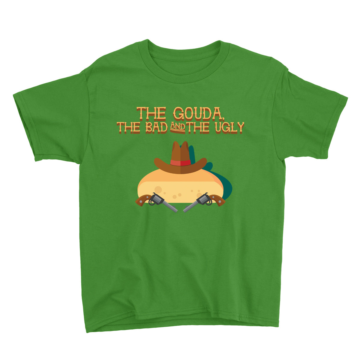 Movie The Food - The Gouda, The Bad, The Ugly Kid's T-Shirt - Kelly Green