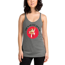 Load image into Gallery viewer, Movie The Food - The Karate Quiche Women&#39;s Racerback Tank Top - Premium Heather - Model Front