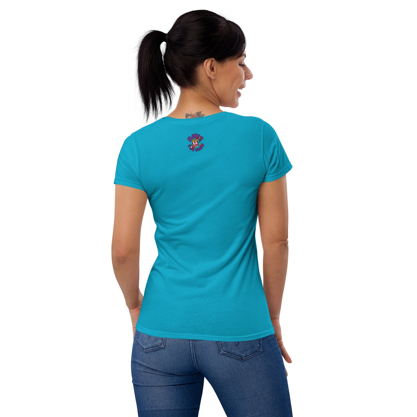 Movie The Food - Crazy Rich Raisins Women's T-Shirt - Caribbean Blue - Model Back