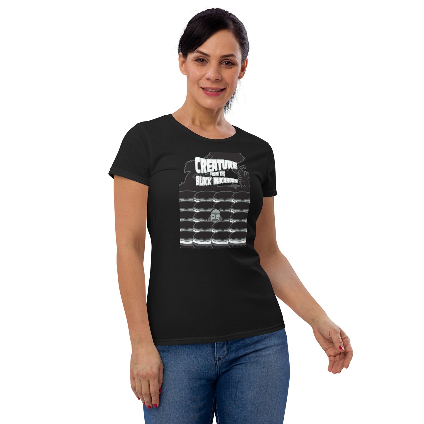 Movie The Food - Creature From The Black Macaroon Women's T-Shirt - Black - Model Front