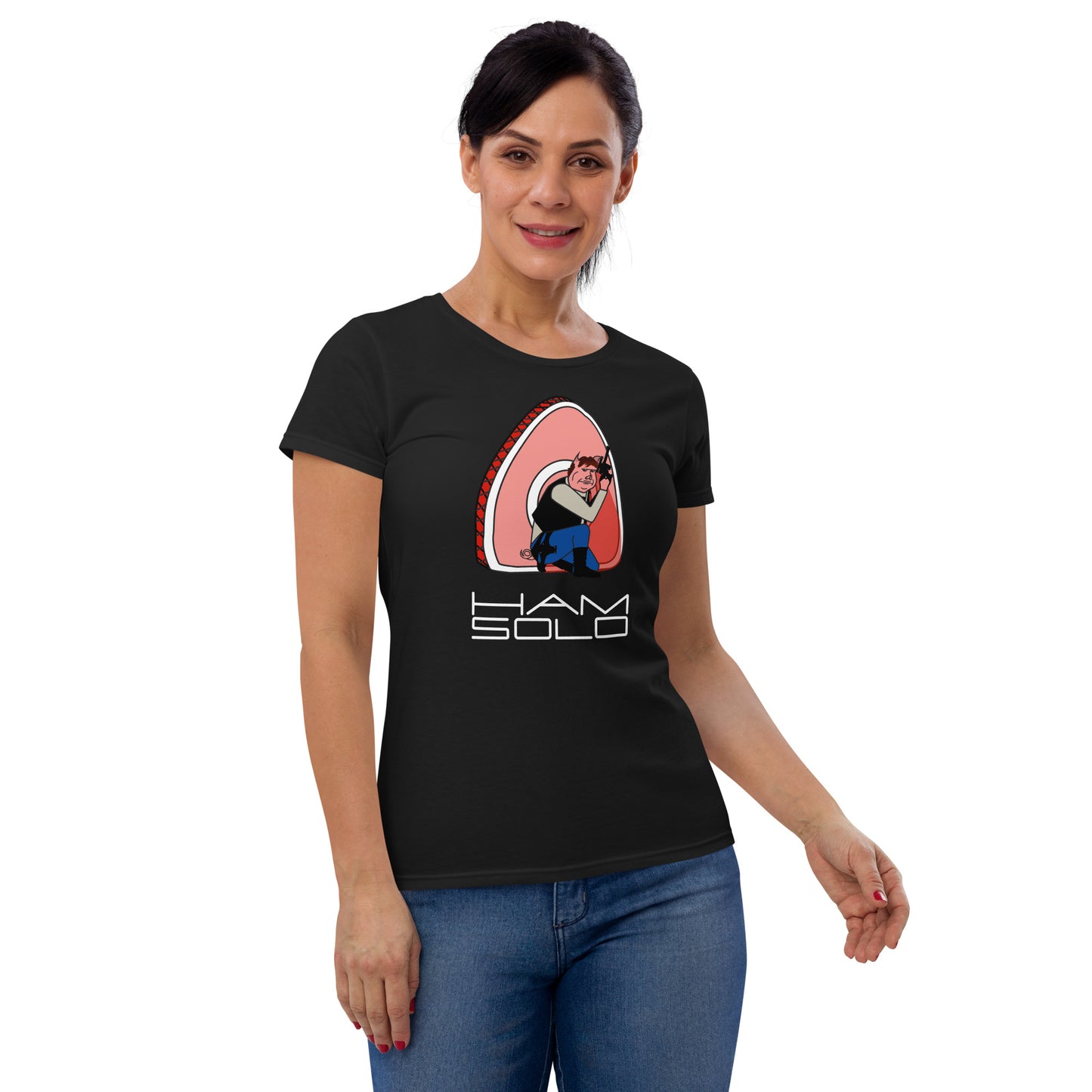 Movie The Food - Ham Solo Women's T-Shirt - Black - Model Front