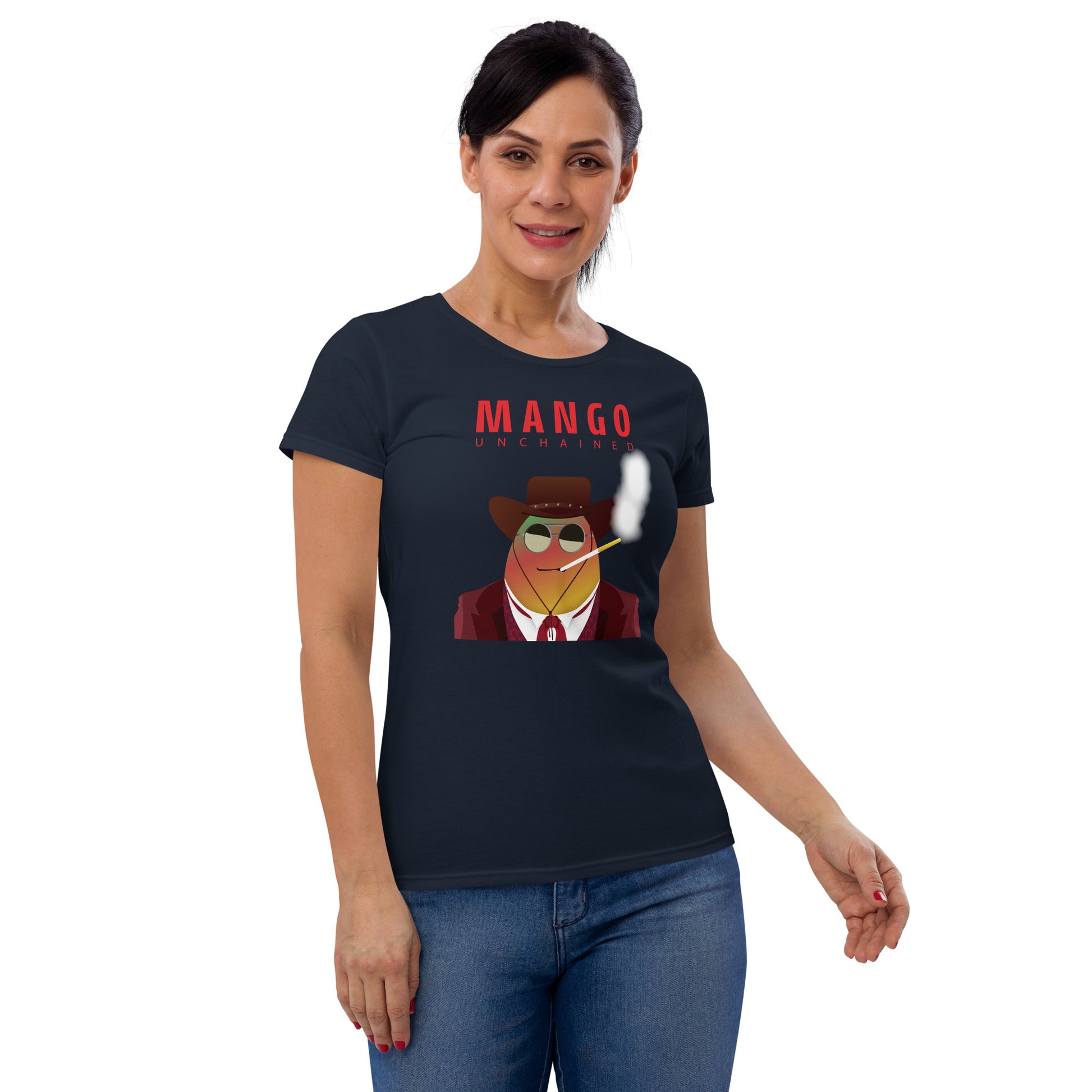 Movie The Food - Mango Unchained Women's T-Shirt - Navy - Model Front