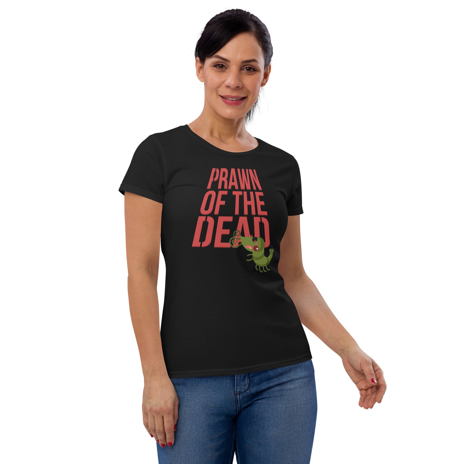 Movie The Food - Prawn Of The Dead Women's T-Shirt - Black - Model Front