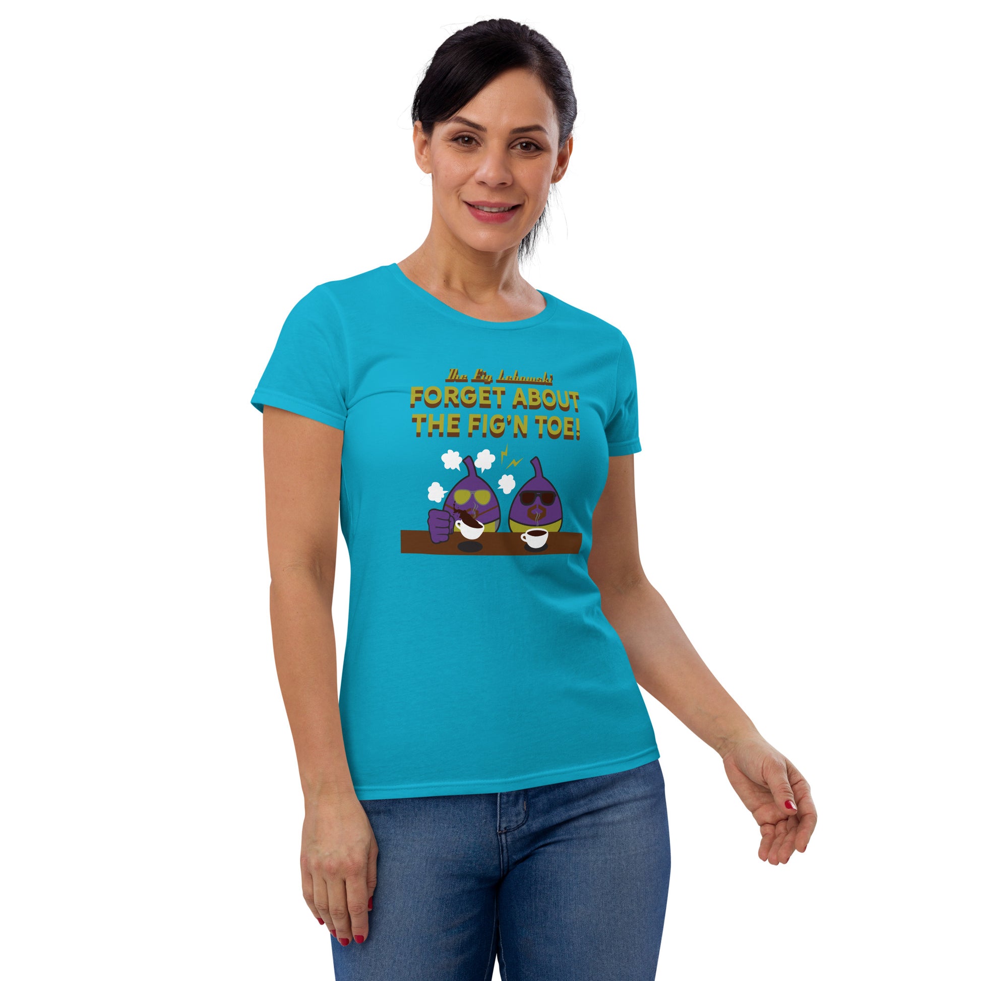 Movie The Food - The Fig Lebowski Women's T-Shirt - Caribbean Blue - Model Front