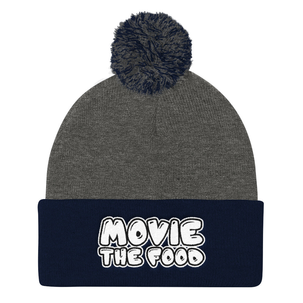 Movie The Food - Text Logo Pom Pom Knit Beanie - Dark Heather/Navy