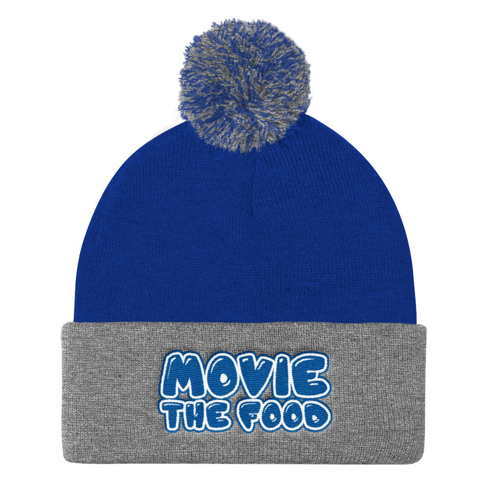 Movie The Food - Text Logo Pom Pom Knit Beanie - Royal/Heather