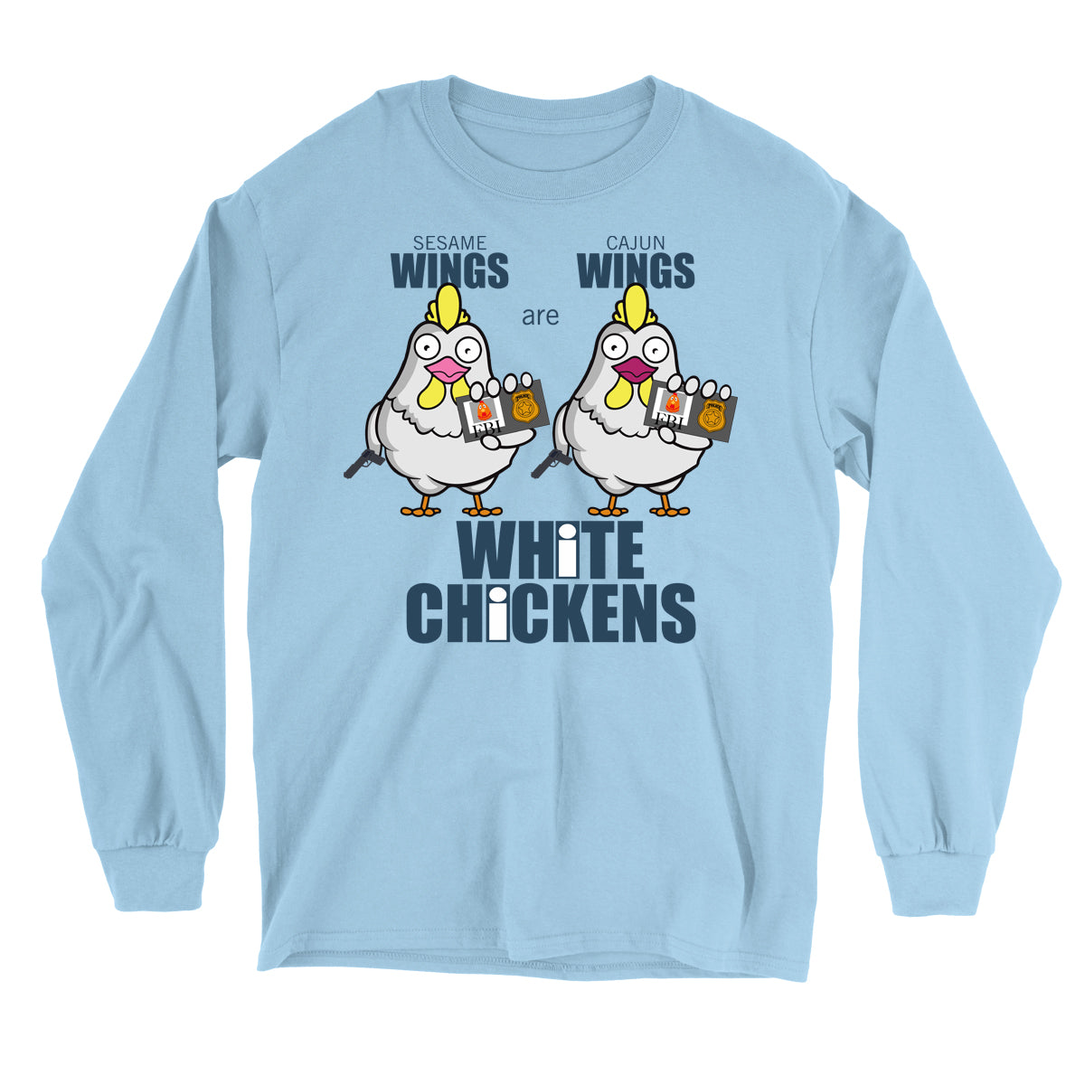 Movie The Food - White Chickens Longsleeve T-Shirt - Light Blue