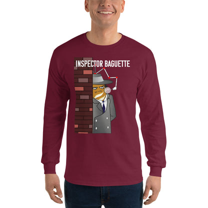 Movie The Food - Inspector Baguette Long Sleeve T-Shirt - Maroon - Model Front