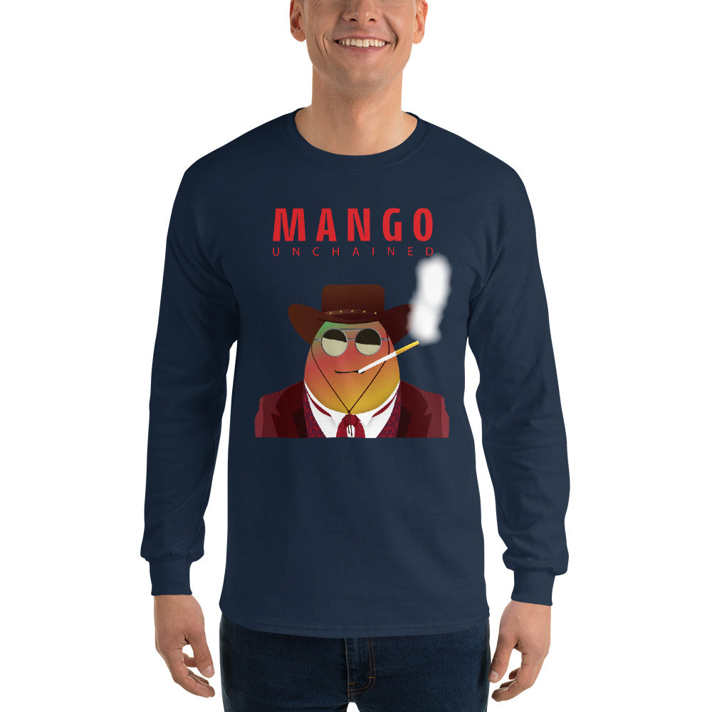 Movie The Food - Mango Unchained Long Sleeve T-Shirt - Navy - Model Front
