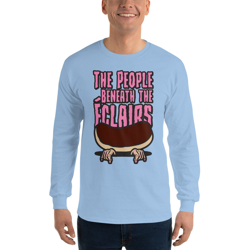 Movie The Food - The People Beneath The Eclairs Longsleeve T-Shirt - Light Blue - Model Front