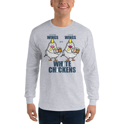Movie The Food - White Chickens Longsleeve T-Shirt - Sport Grey - Model Front