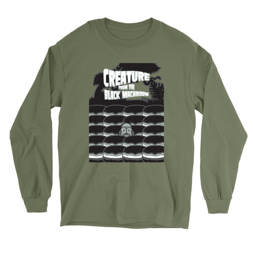 Movie The Food - Creature From The Black Macaroon Longsleeve T-Shirt - Military Green