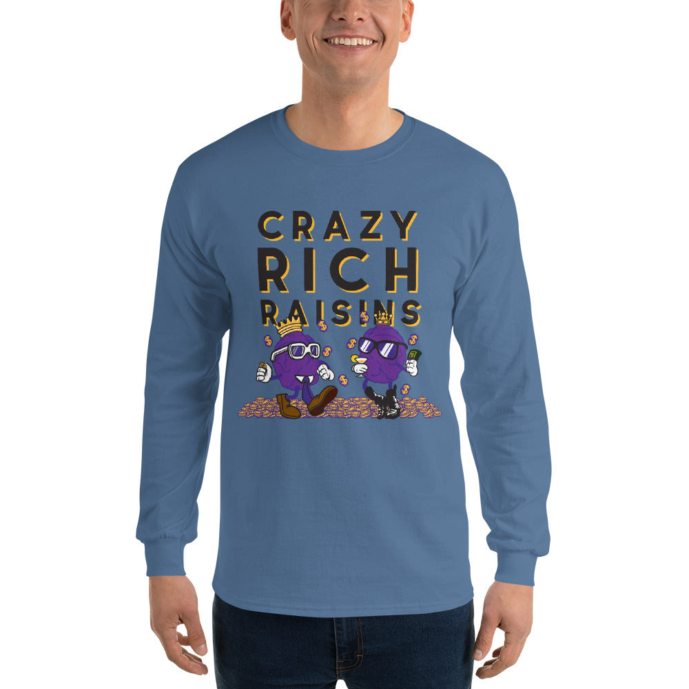 Movie The Food - Crazy Rich Raisins Longsleeve T-Shirt - Indigo Blue - Model Front