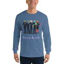Load image into Gallery viewer, Movie The Food - Pho-lice Academy Longsleeve T-Shirt - Indigo Blue - Model Front