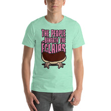 Load image into Gallery viewer, Movie The Food - The People Beneath The Eclairs T-Shirt - Heather Mint - Model Front