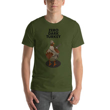 Load image into Gallery viewer, Movie The Food - Zero Dark Turkey T-Shirt - Olive - Model Front