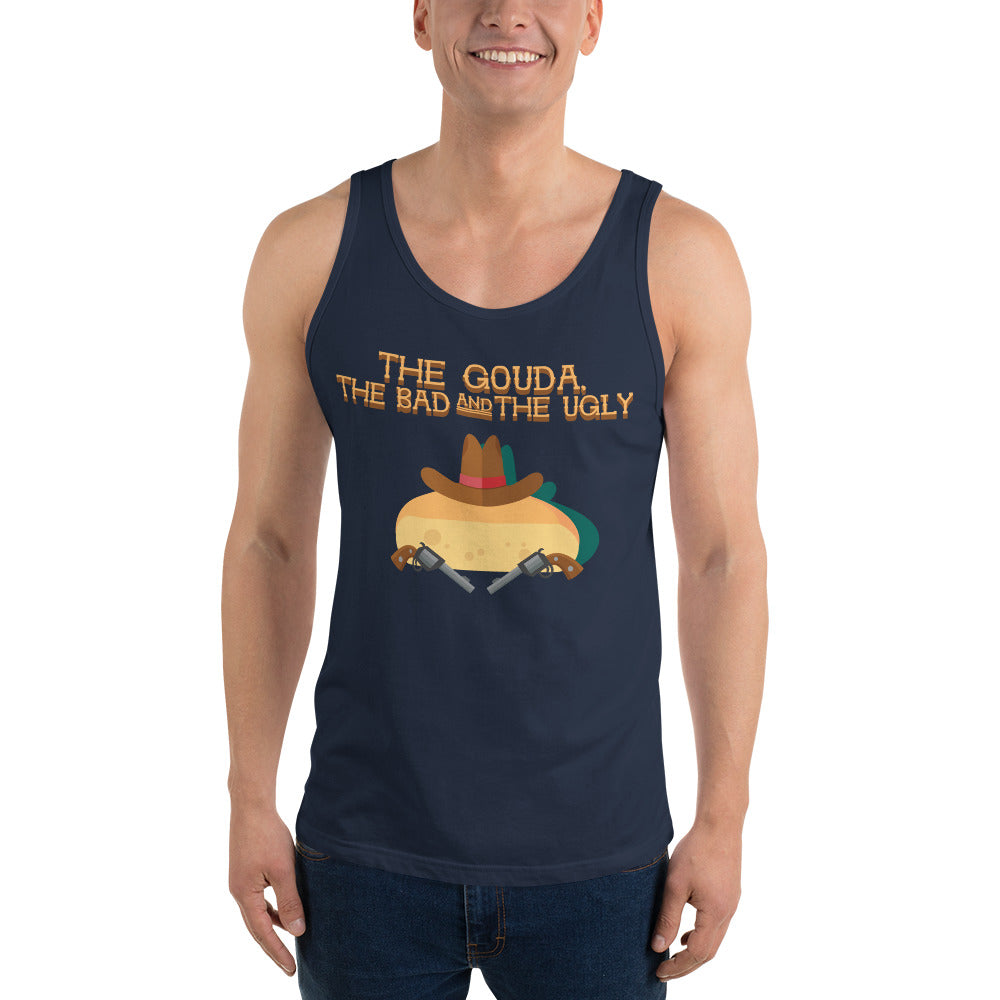 Movie The Food - The Gouda, The Bad, The Ugly Tank Top - Navy - Model Front