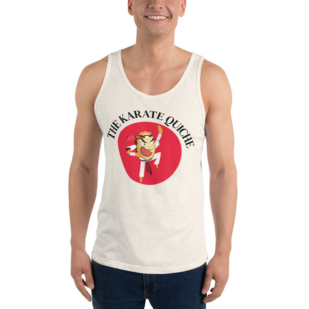 Movie The Food - The Karate Quiche Tank Top - Oatmeal Triblend - Model Front