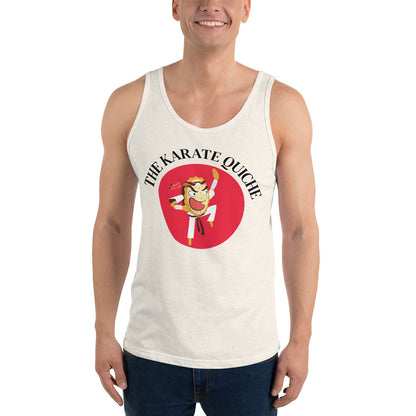 Movie The Food - The Karate Quiche Tank Top - Oatmeal Triblend - Model Front