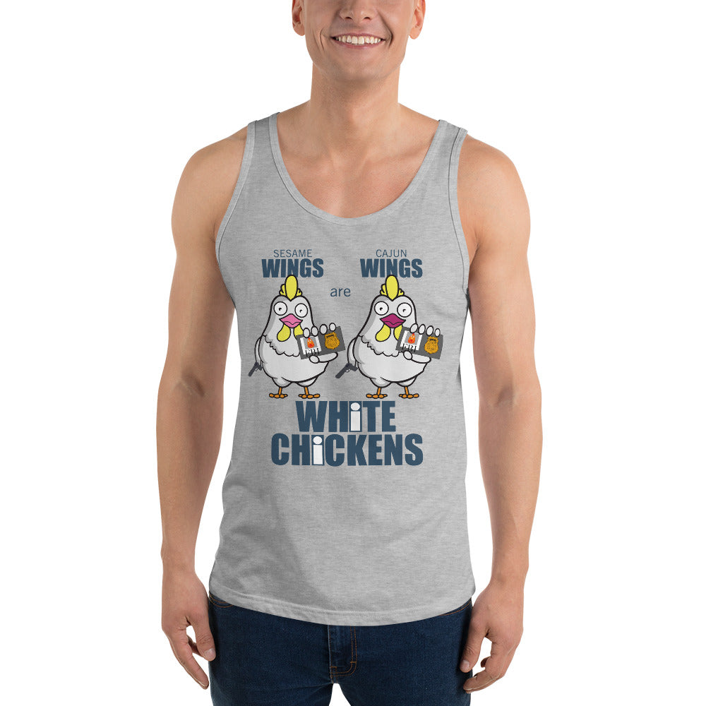 Movie The Food - White Chickens Tank Top - Athletic Heather - Model Front