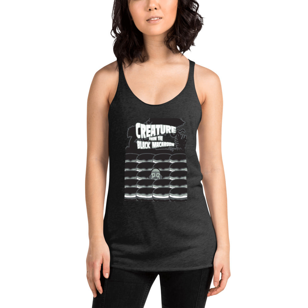 Movie The Food - Creature From The Black Macaroon Women's Racerback Tank Top - Vintage Black - Model Front