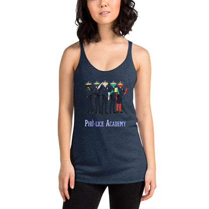 Movie The Food - Pho-lice Academy Women's Racerback Tank Top- Vintage Navy - Model Front