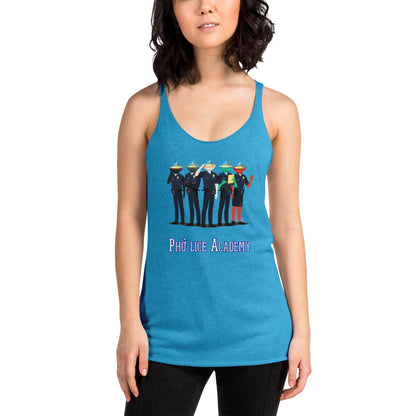 Movie The Food - Pho-lice Academy Women's Racerback Tank Top- Vintage Turquoise - Model Front