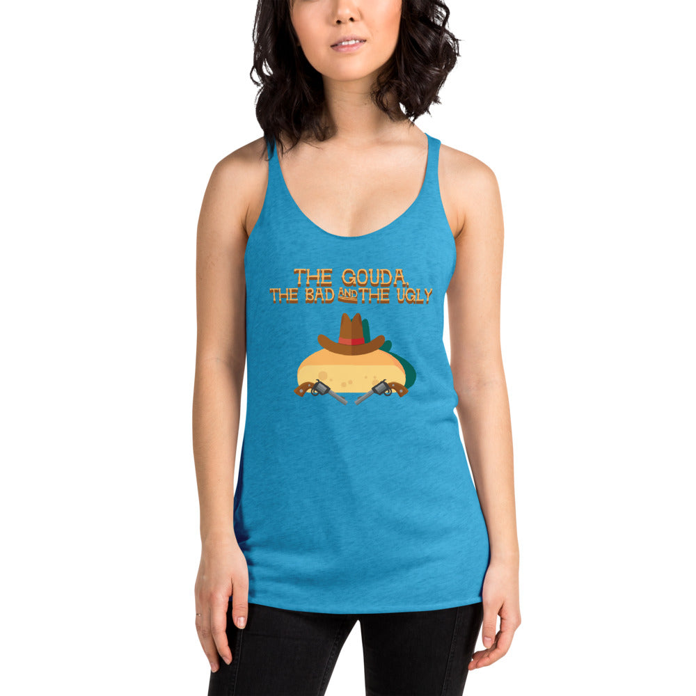 Movie The Food - The Gouda, The Bad, The Ugly Women's Racerback Tank Top - Vintage Turquoise - Model Front