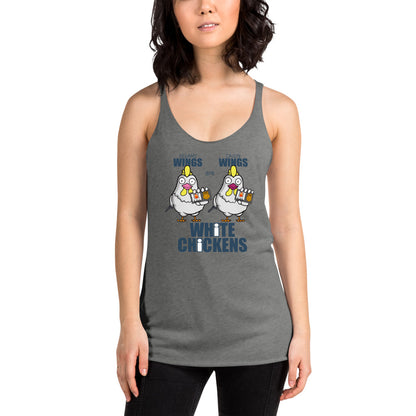 Movie The Food - White Chickens Women's Racerback Tank Top - Premium Heather - Model Front