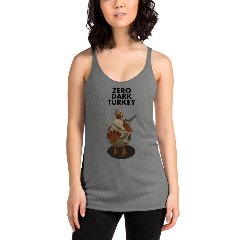 Movie The Food - Zero Dark Turkey Women's Racerback Tank Top - Premium Heather - Model Front