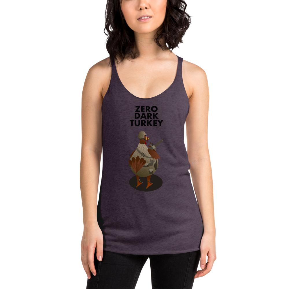 Movie The Food - Zero Dark Turkey Women's Racerback Tank Top - Vintage Purple - Model Front