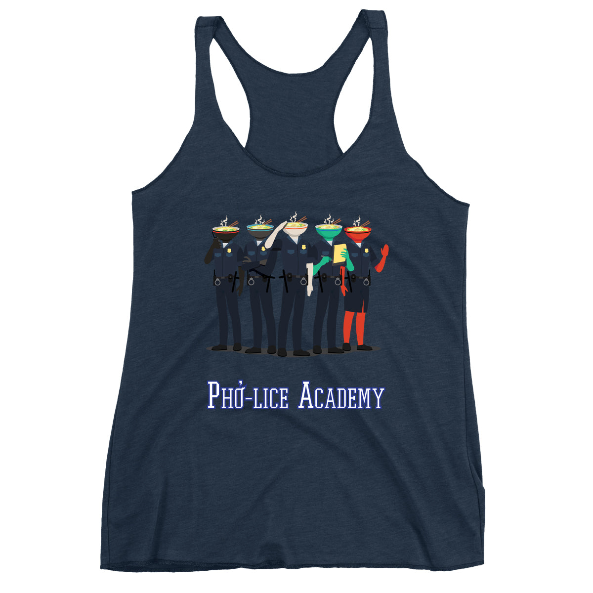 Movie The Food - Pho-lice Academy Women's Racerback Tank Top - Navy